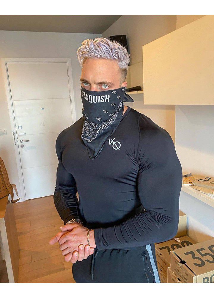 2020 spring new cross border long sleeve men's outdoor sports stretch slim long sleeve T-shirt with round neck