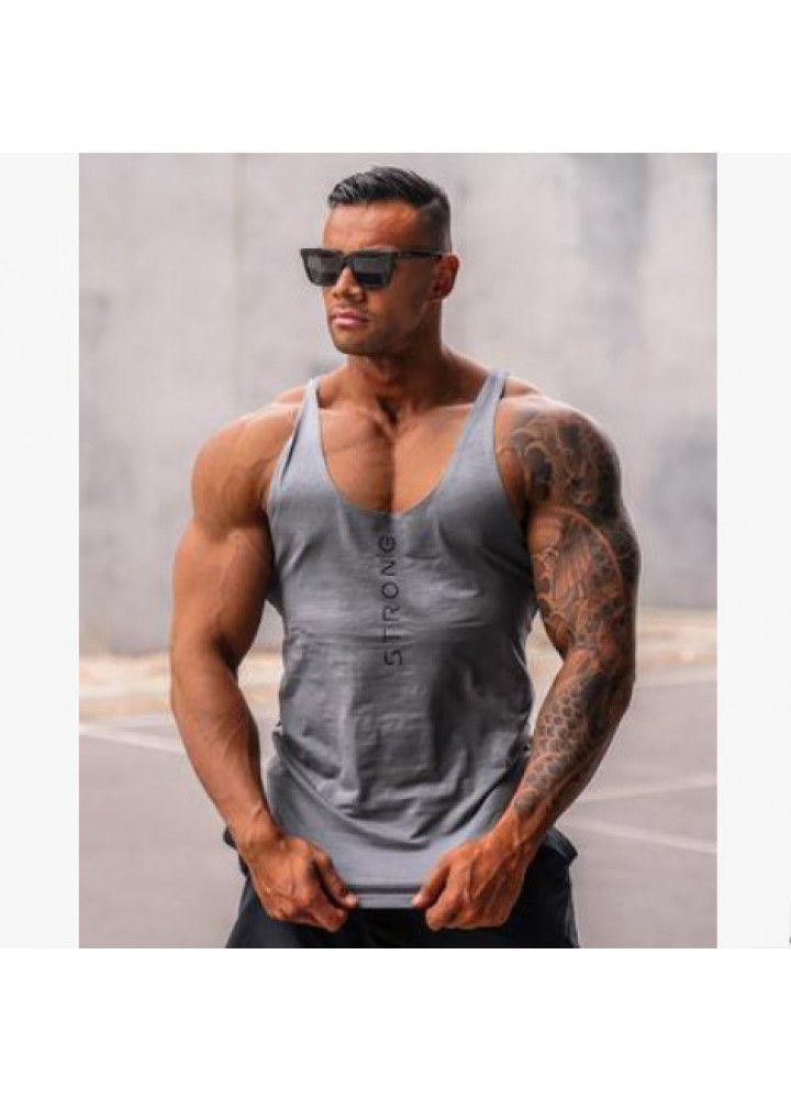 Muscle Europe and America brothers' new summer 2019 fitness vest men's training cotton sleeveless splicing vest