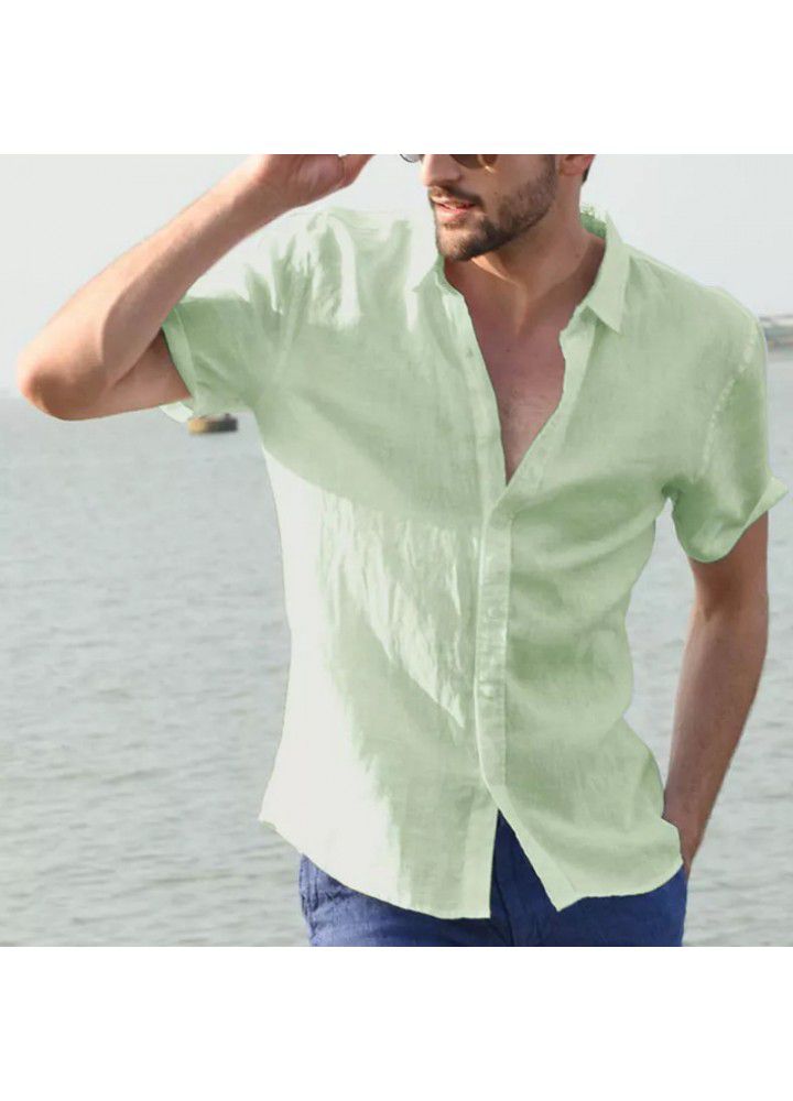 2021 Europe and the United States summer short sleeve leisure foreign trade men's shirt men's shirt issued on behalf of the spot