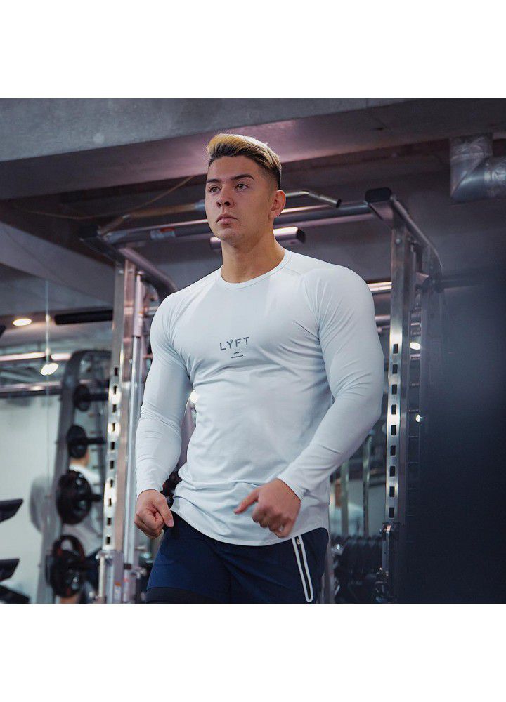 2021 new muscle brothers sports men's long sleeve T-shirt loose large round step fitness top