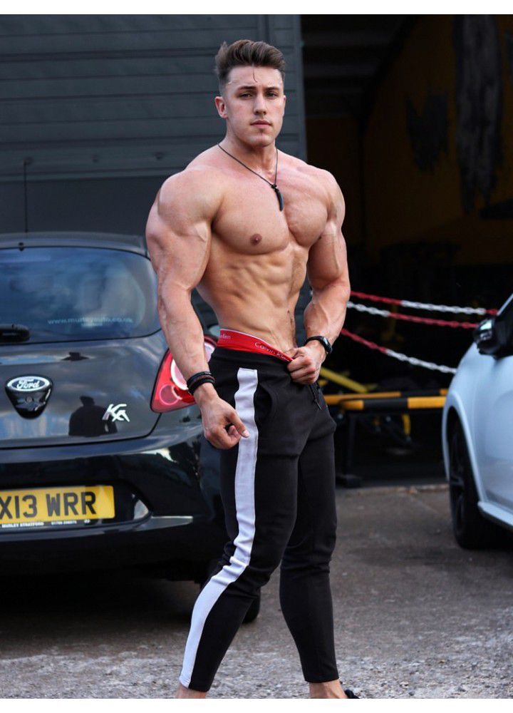 Wish new muscle fitness autumn winter sports men's jogging slim foot leisure sports pants