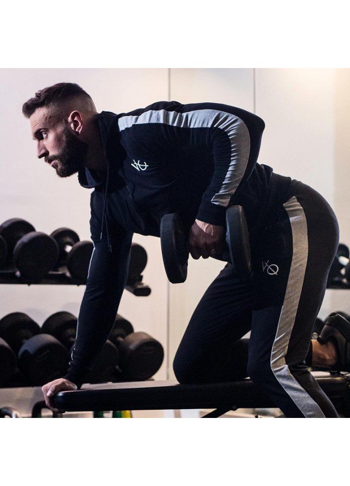 New muscle brothers fitness autumn and winter men's sports suit casual sweater fitness elastic running suit