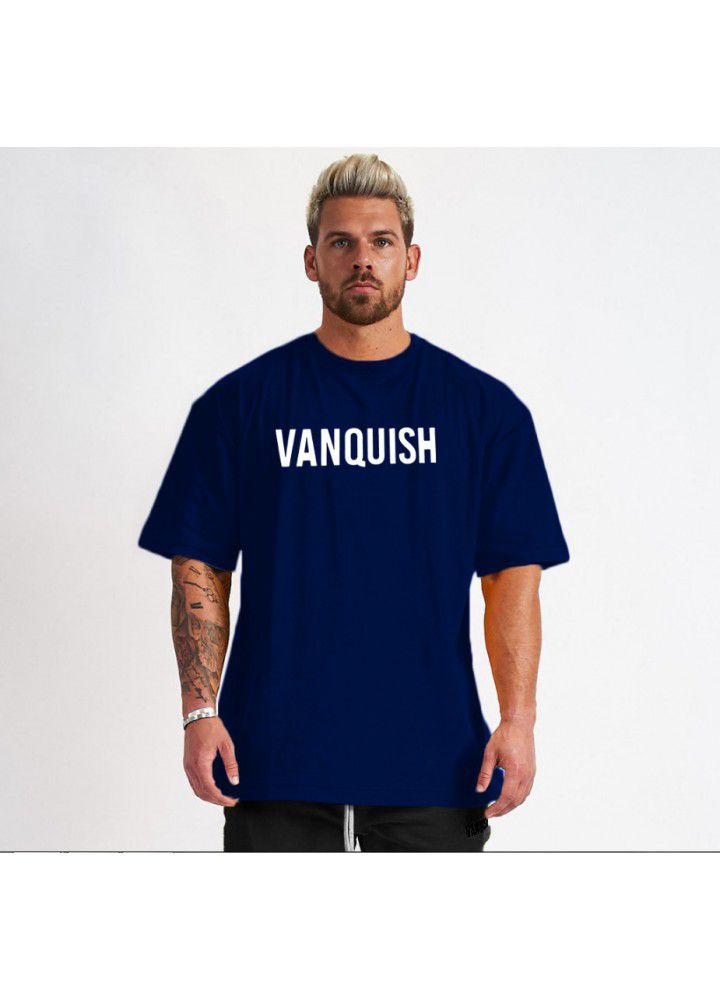 Hip hop style short sleeve sports fitness large t-shirt men's running leisure cotton men's top