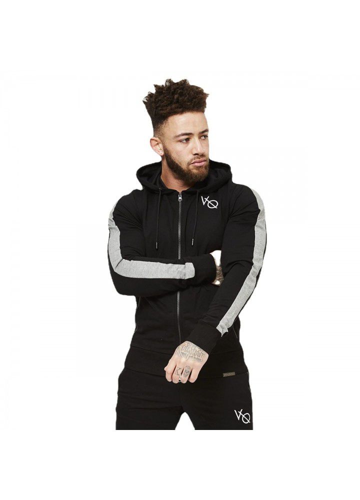 New muscle brothers fitness autumn and winter men's sports cardigan cotton sweater stretch fitness running zipper shirt