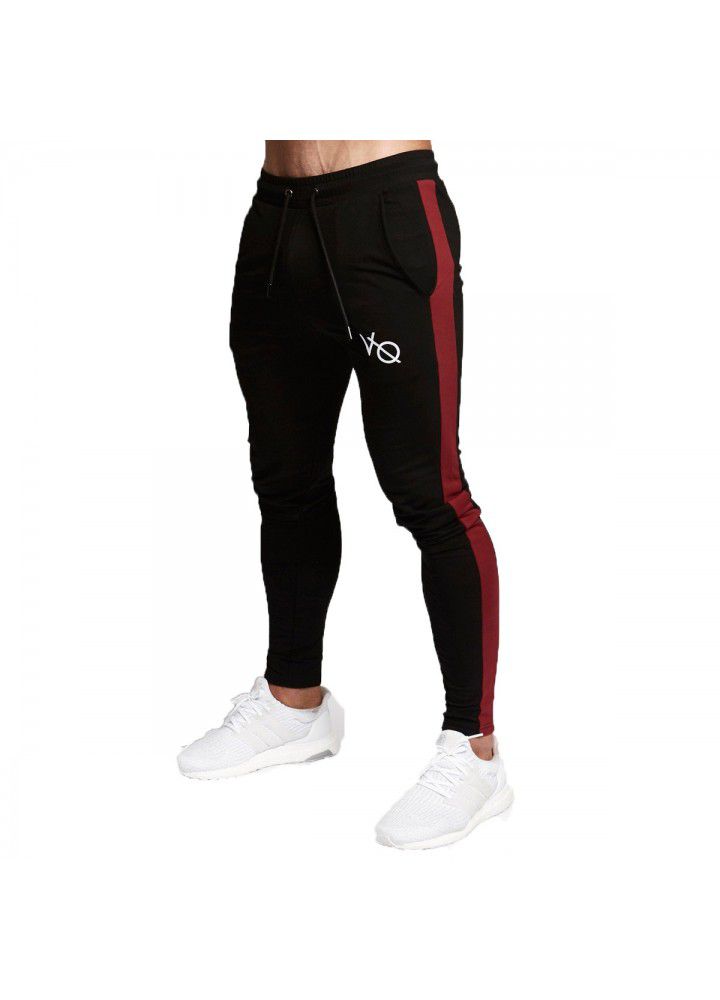 Amazon new autumn muscle fitness men's side pocket tights brothers sports running fitness casual pants