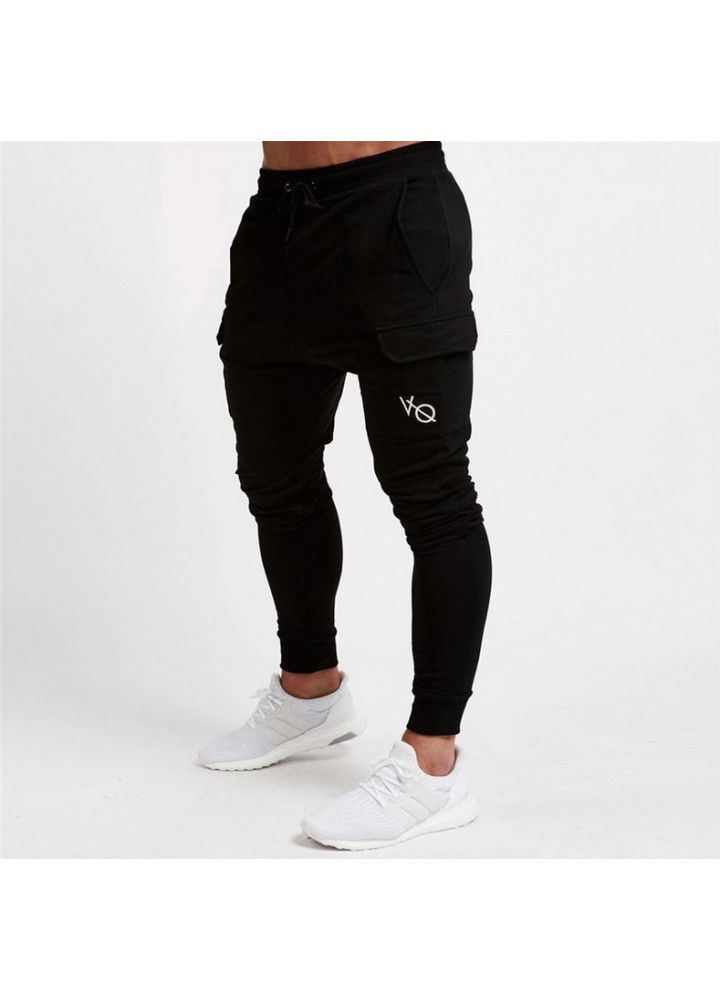 New muscle fitness brother spring and autumn pocket men's sports leisure exercise slim European and American pants