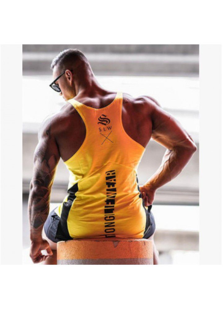 Muscle Europe and America brothers' new summer 2019 fitness vest men's training cotton sleeveless splicing vest