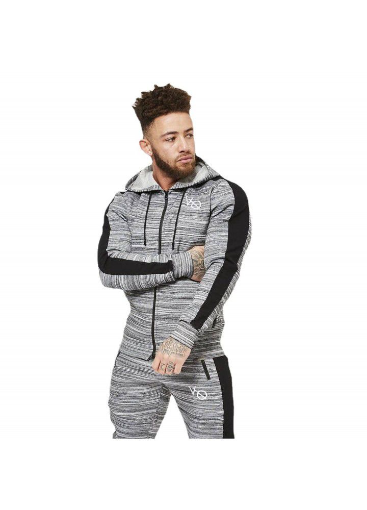 New muscle brothers fitness autumn and winter men's sports suit casual sweater fitness elastic running suit