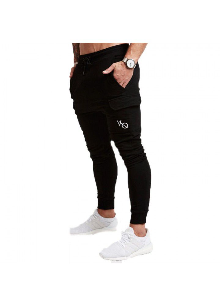 New muscle fitness brother spring and autumn pocket men's sports leisure exercise slim European and American pants