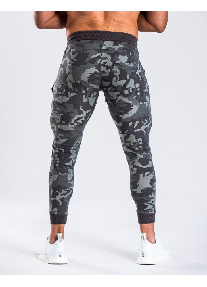 Foreign trade cross border new fitness pants outdoor running fitness training men's camouflage tights slim Capris