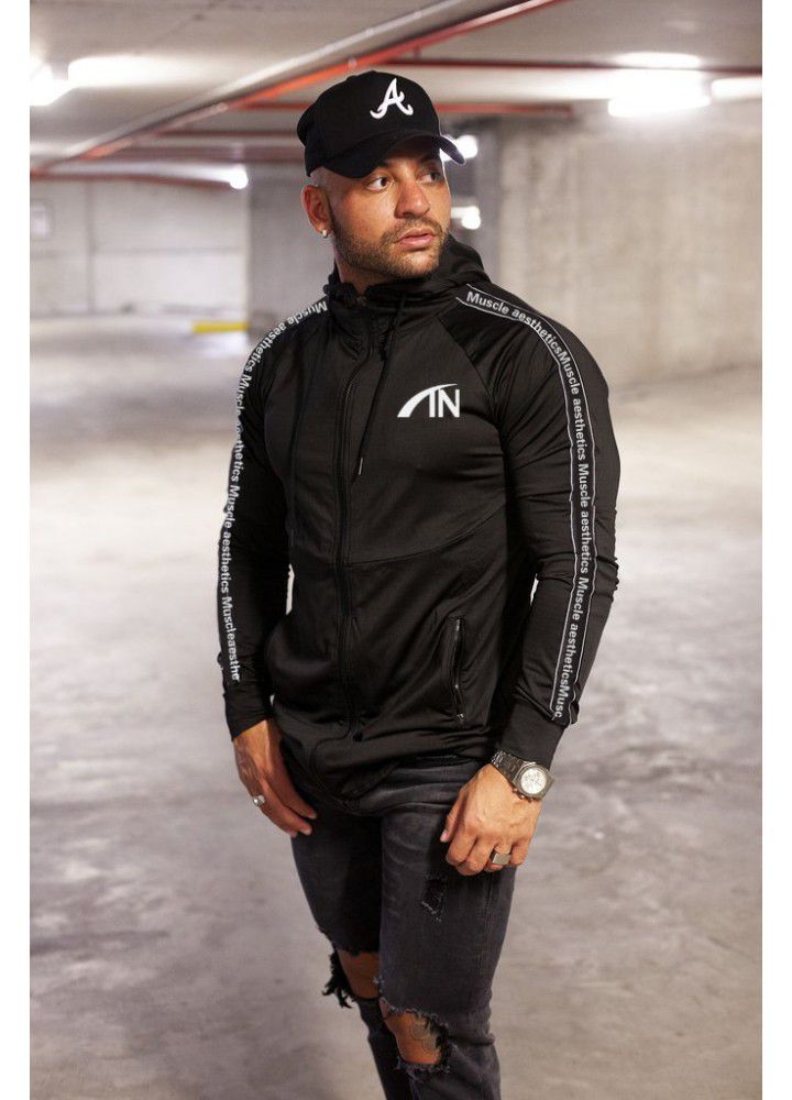 2021 cross border European and American fashion brand long sleeve leisure sports sweater men's zipper shirt hooded fitness suit