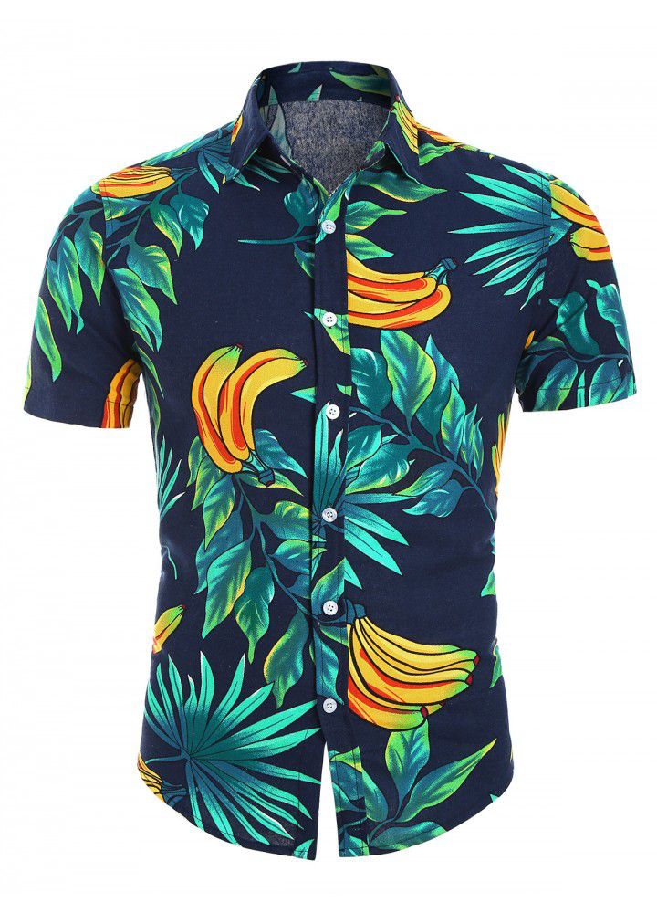 2020 hot cross border eBay express Amazon summer new men's Casual Short Sleeve printed shirt
