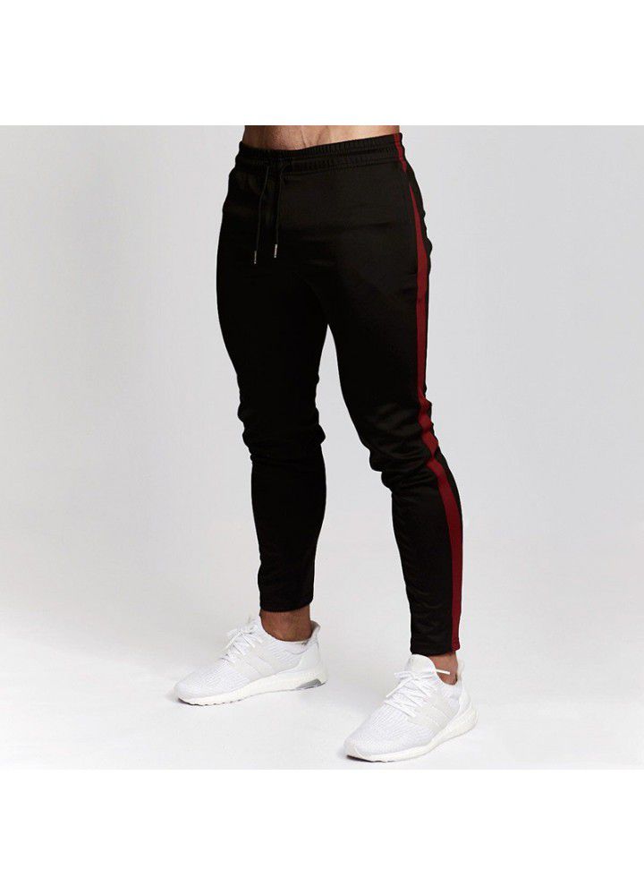 New spring and autumn muscle fitness men's side zipper pocket tights brothers sports running fitness leisure pants