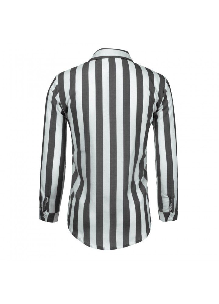 New popular men's Long Sleeve Striped Shirt in autumn and winter of 2019