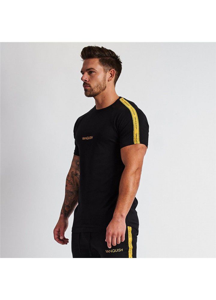 Muscle fitness brothers 2021 new sports raglan sleeve men's T-shirt round neck running gym short