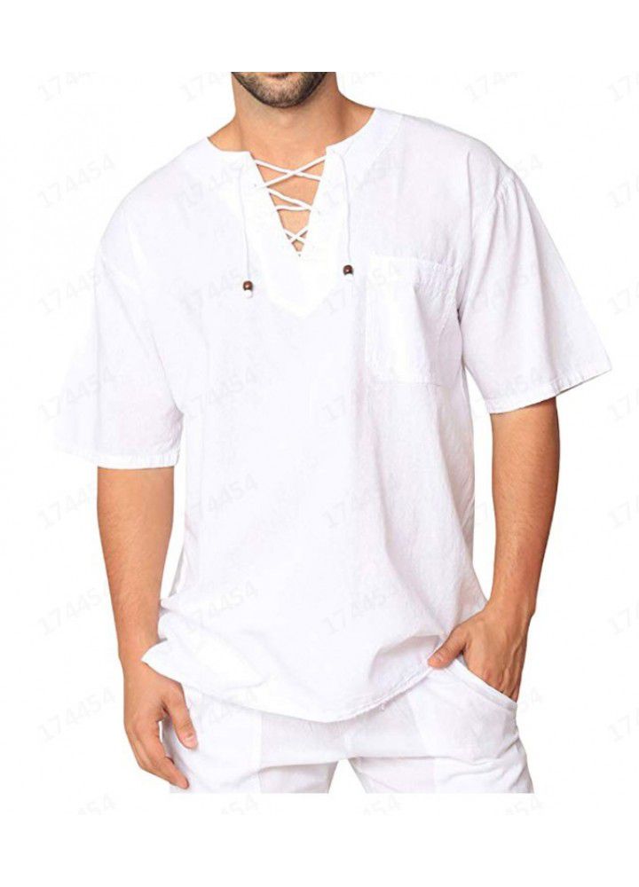 Summer thin short sleeve shirt men's loose half sleeve Amazon small fresh casual green short sleeve shirt c109