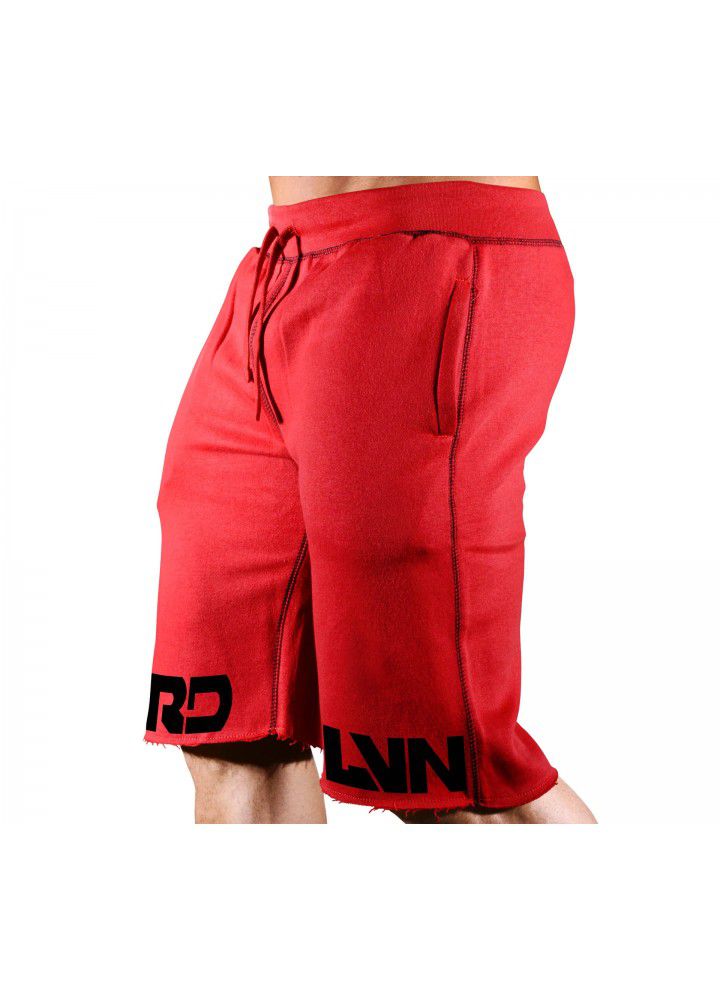Spring and summer muscle fitness brothers men's sports, leisure and running cotton Large Print Shorts fashion