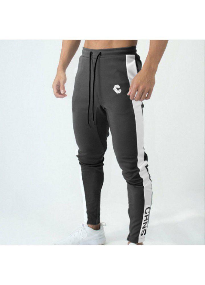 Muscle fitness men's sports pants spring and summer new zipper pants sports running Leggings manufacturer direct sales
