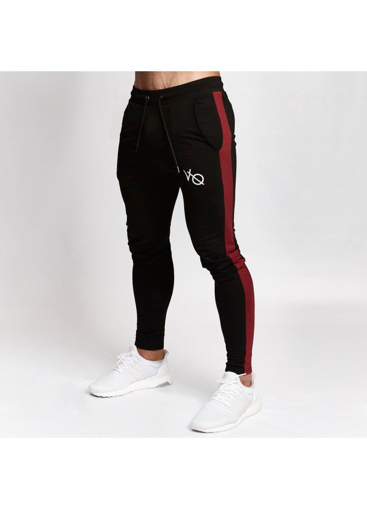Amazon new autumn muscle fitness men's side pocket tights brothers sports running fitness casual pants