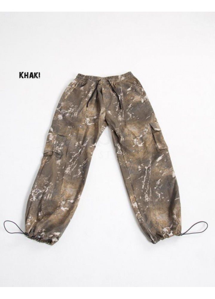 Cross border spring and summer new Japanese loose casual legged pants fashion trend Multi Pocket camouflage men's overalls