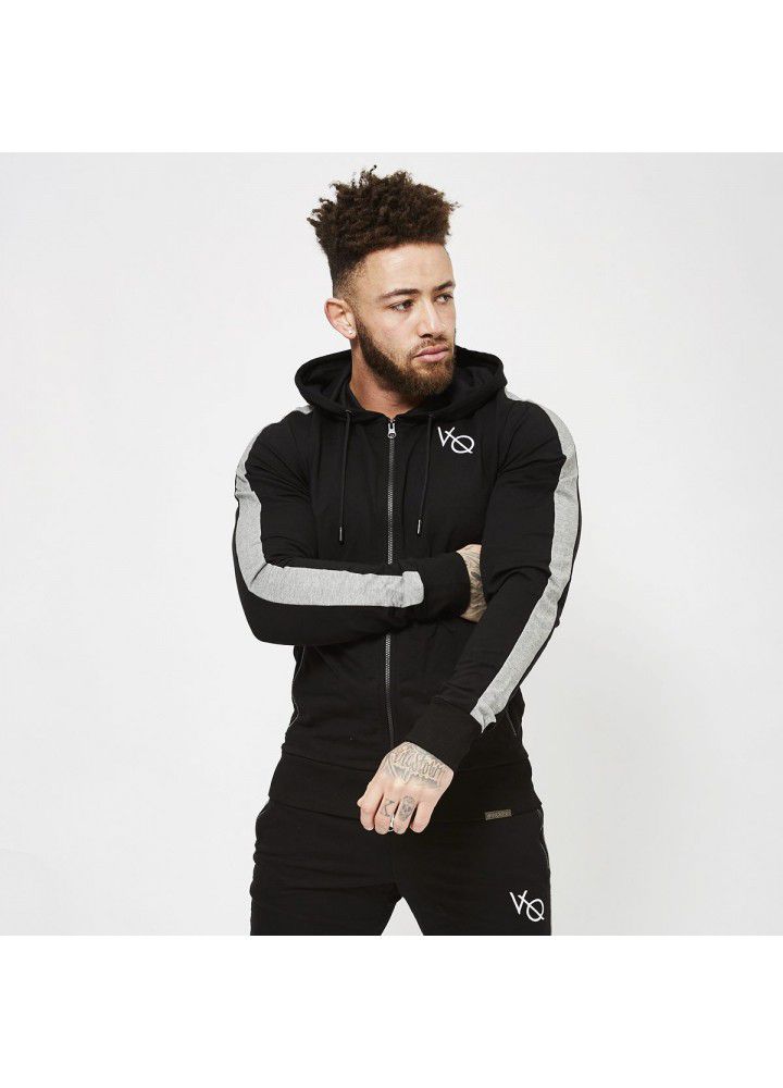 New muscle brothers fitness autumn and winter men's sports cardigan cotton sweater stretch fitness running zipper shirt