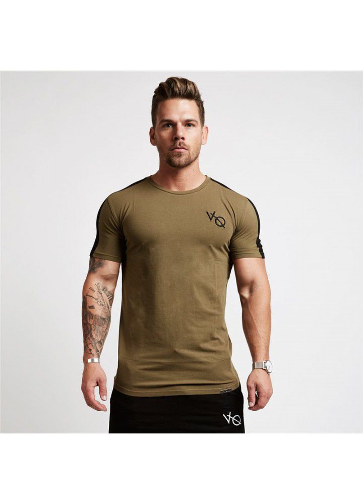 New muscle brothers sports men's T-shirt spring round neck cotton running fitness training non standard T-shirt short sleeve