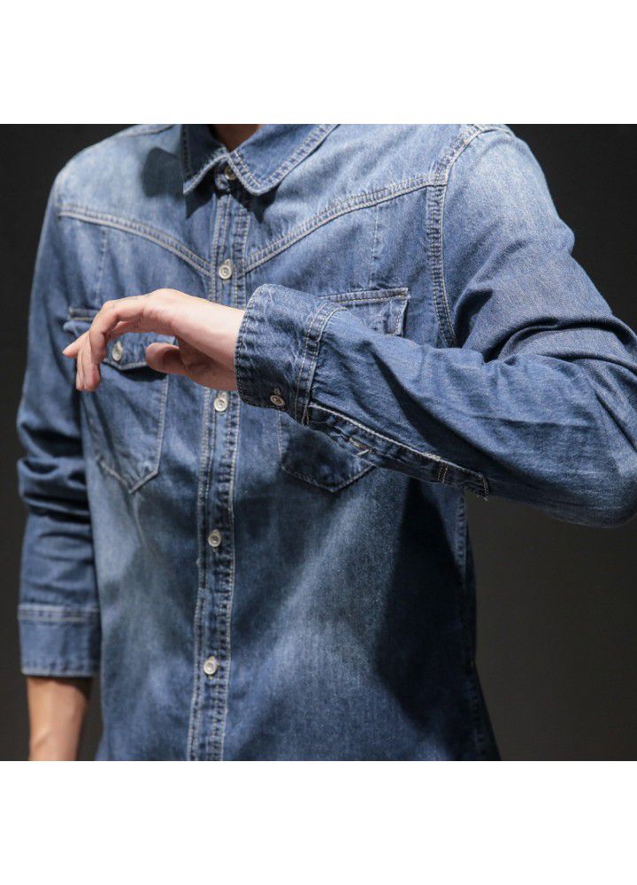 New Japanese original long sleeve Embroidered Denim Shirt for men 5027 / cs003 / p115