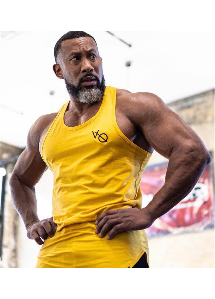 New muscle brother VQ sports running sling vest men's fitness sleeveless solid color base coat solid color