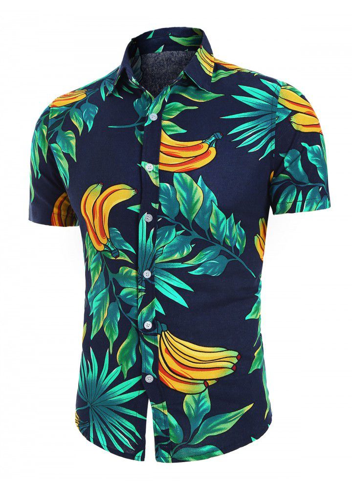 2020 hot cross border eBay express Amazon summer new men's Casual Short Sleeve printed shirt