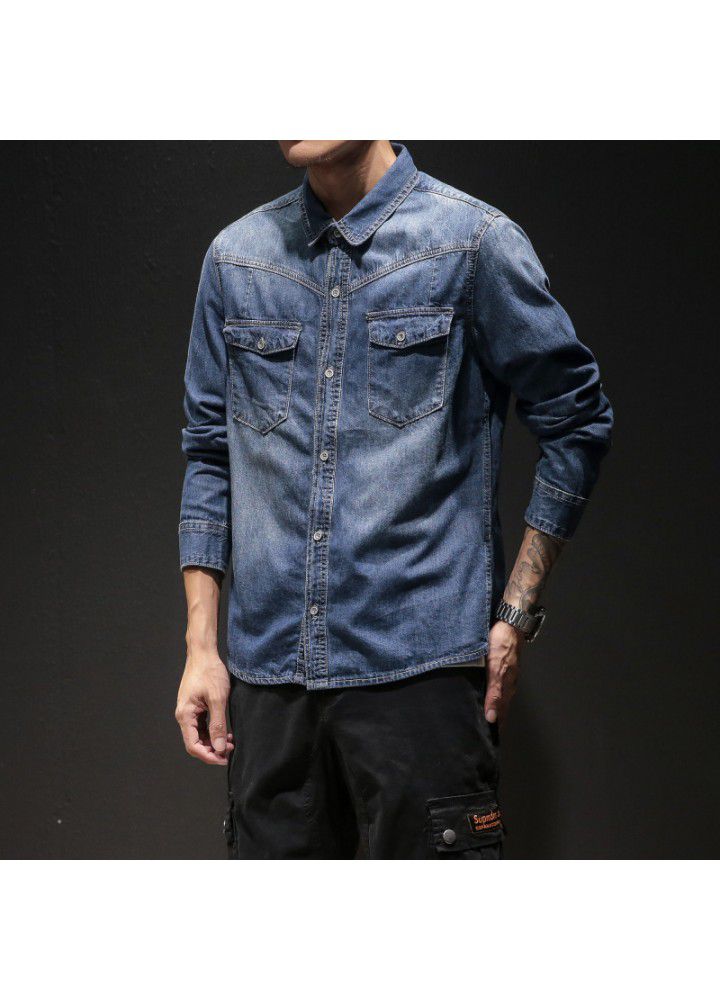 New Japanese original long sleeve Embroidered Denim Shirt for men 5027 / cs003 / p115