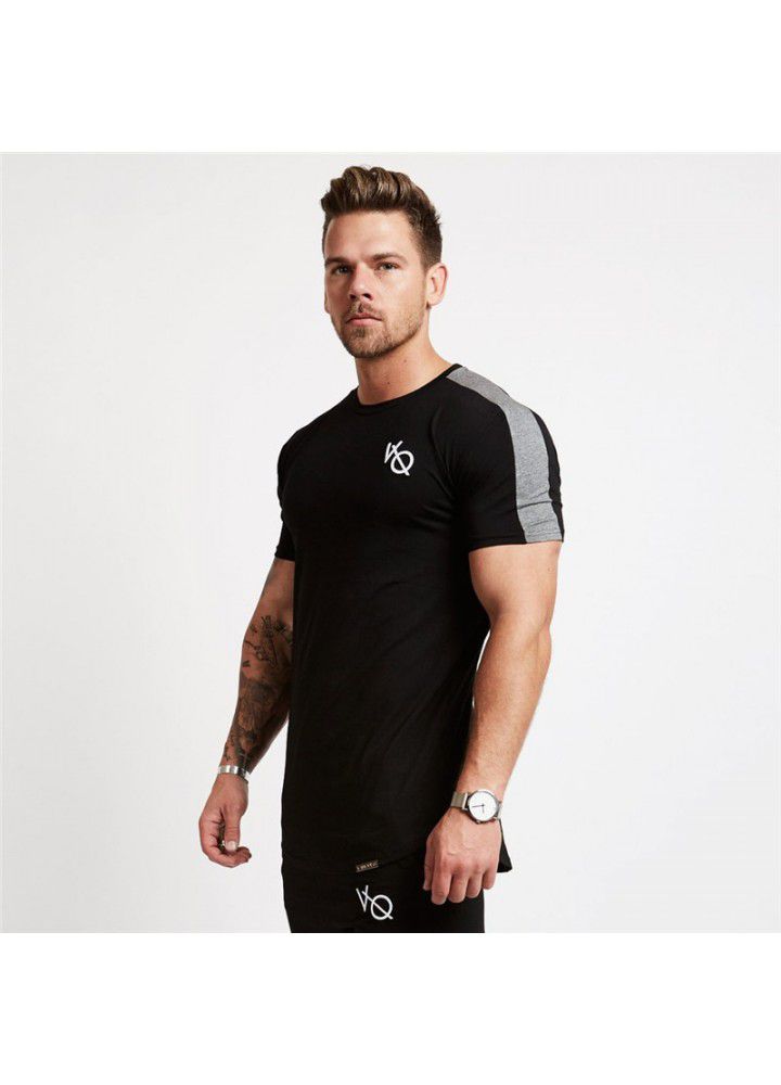 New muscle brothers sports men's T-shirt spring round neck cotton running fitness training non standard T-shirt short sleeve