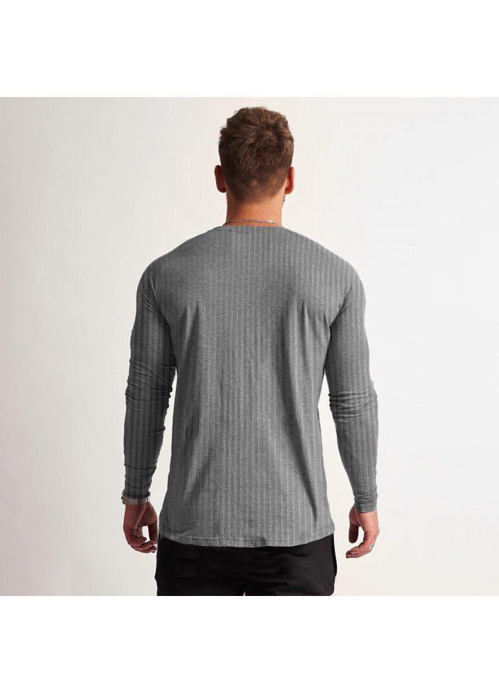 VQ muscle fitness autumn and winter new running elastic sports long sleeve men's trend solid color Top Men's long sleeve T-shirt