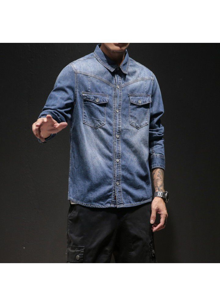 New Japanese original long sleeve Embroidered Denim Shirt for men 5027 / cs003 / p115