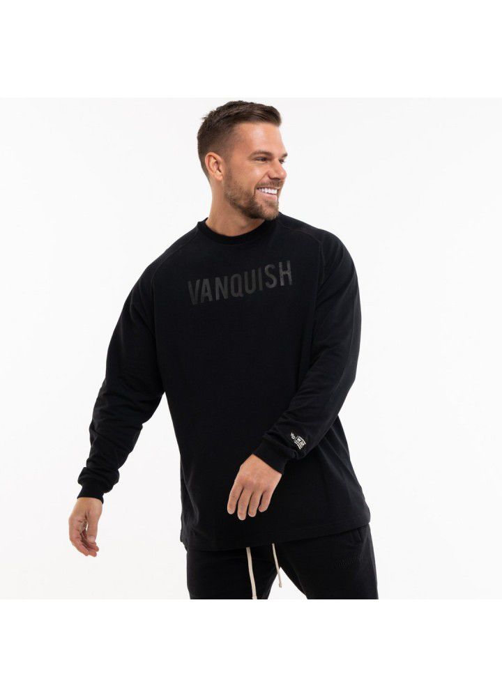 New muscle brothers sports men's long sleeve T-shirt loose size round step fitness top