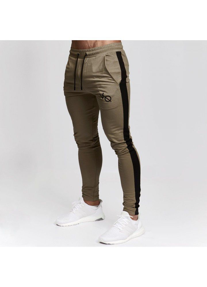 Amazon new autumn muscle fitness men's side pocket tights brothers sports running fitness casual pants