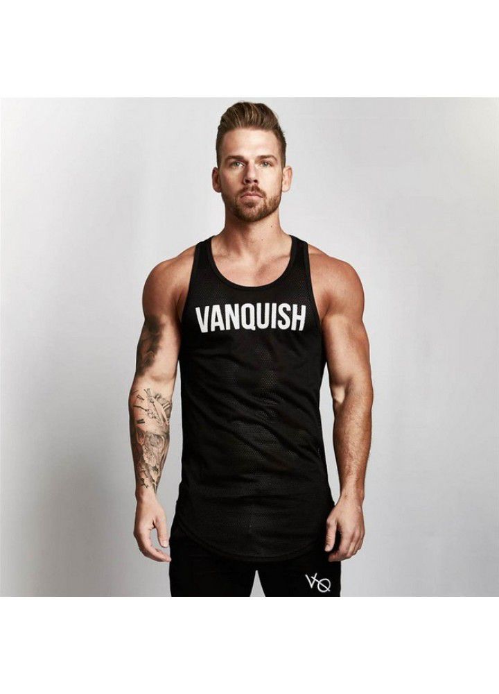 Muscle brother VQ sleeveless sports men's Vest fitness running I-shaped vest breathable slim training vest