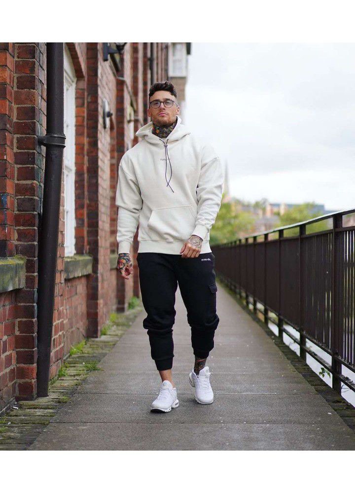 Muscle brothers sportswear men's autumn new fitness hooded Pullover loose training clothing manufacturer direct sales