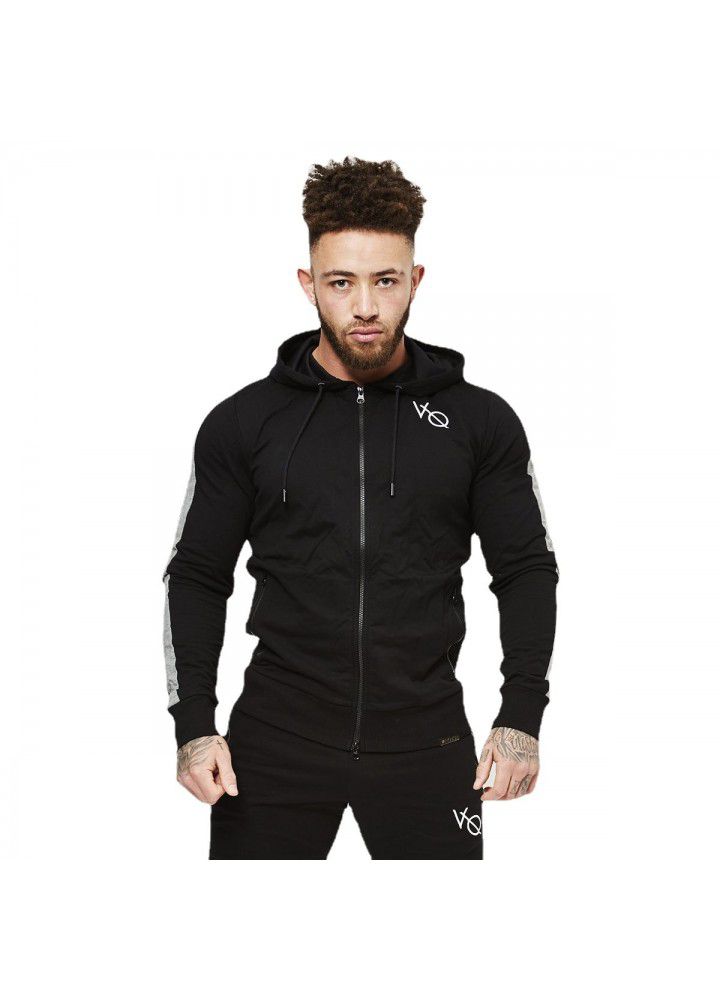 New muscle brothers fitness autumn and winter men's sports suit casual sweater fitness elastic running suit
