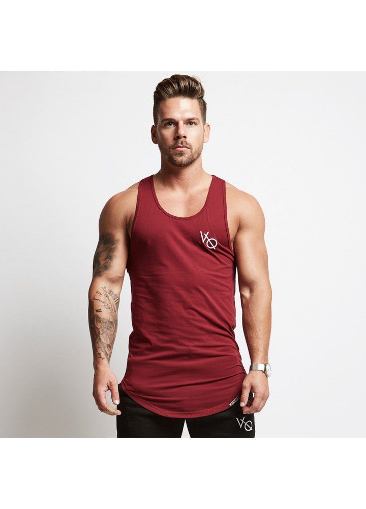 New muscle brother VQ sports running sling vest men's fitness sleeveless solid color base coat solid color