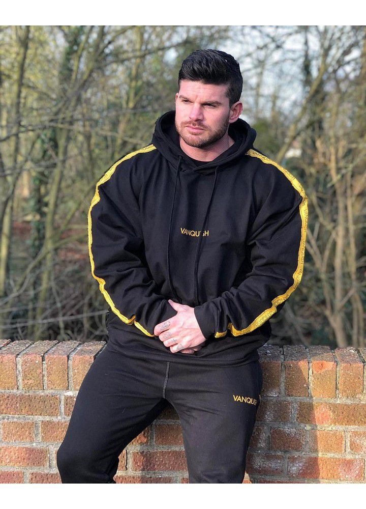 New muscle European and American brothers new fashion brand sports pants men's hooded fitness suit