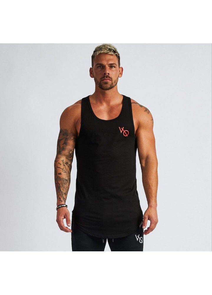 New muscle brother VQ sports running sling vest men's fitness sleeveless solid color base coat solid color