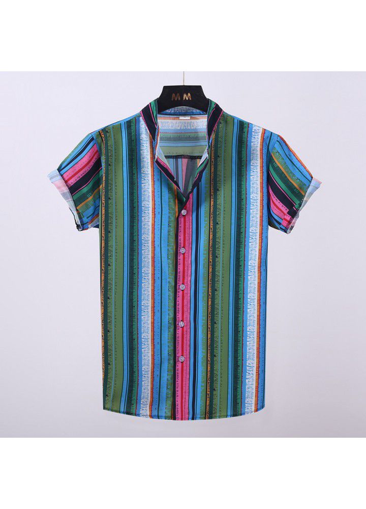 Men's short sleeve shirt in Europe and America in summer 2019 casual digital printing T-shirt short sleeve shirt