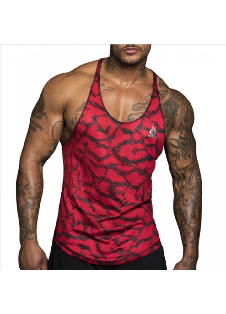 Cross border special for muscle fitness brothers men's striped breathable sweat absorbing basketball vest leisure sports running