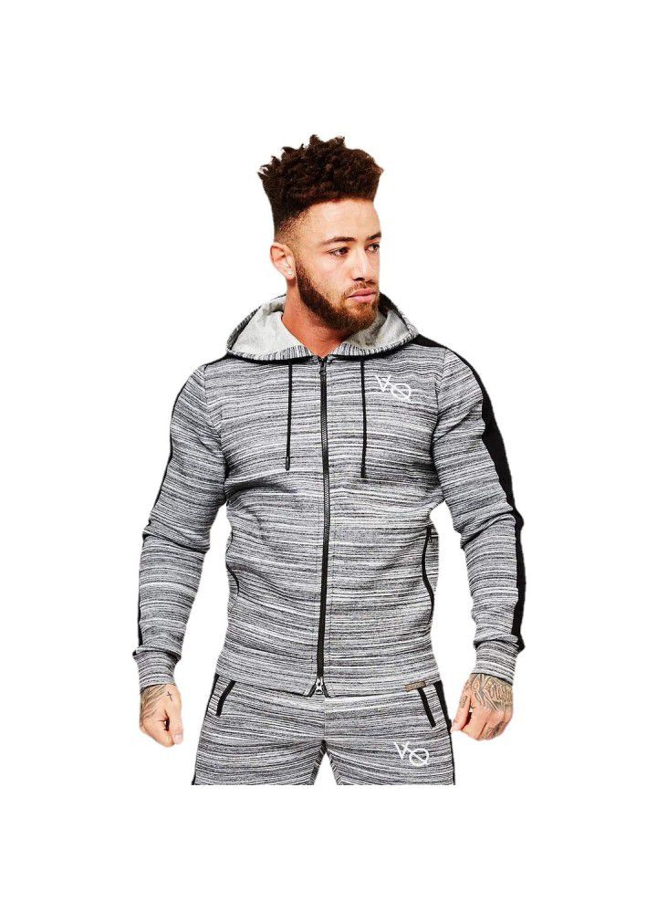 New muscle brothers fitness autumn and winter men's sports suit casual sweater fitness elastic running suit