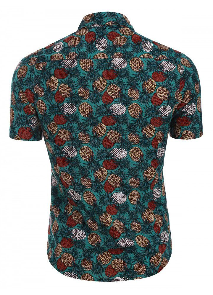 2020 cross border eBay express Amazon summer new men's Casual Short Sleeve pineapple printed shirt