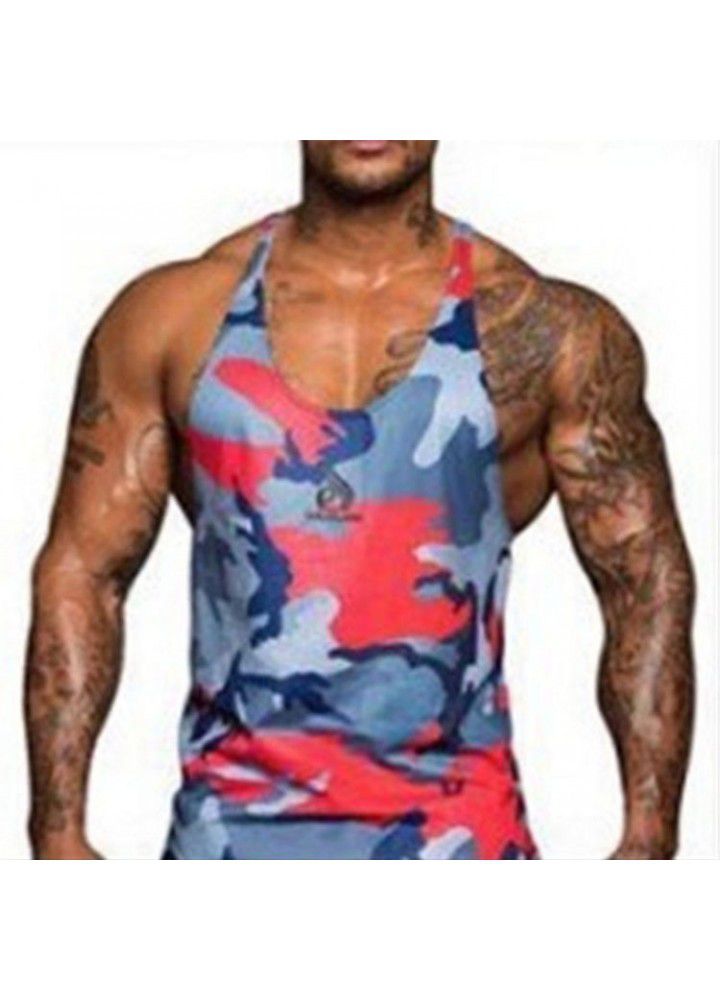 Muscle brothers sports sleeveless outdoor casual I-shaped vest men's camouflage fitness training quick drying breathable T-shirt