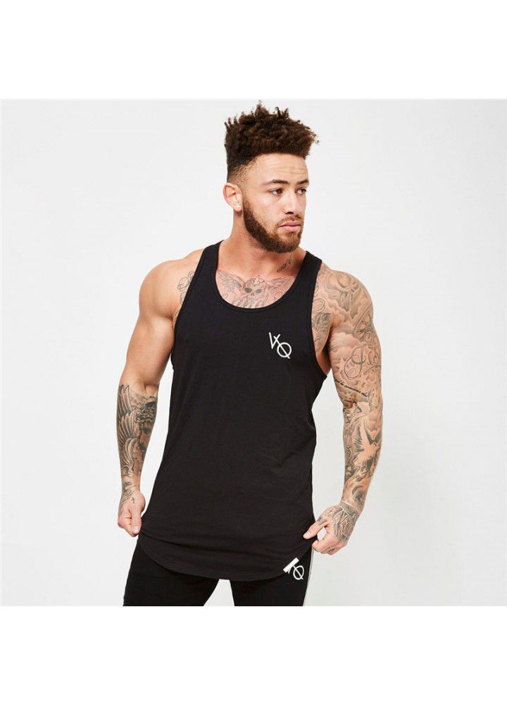 New muscle brother VQ sports running sling vest men's fitness sleeveless solid color base coat solid color