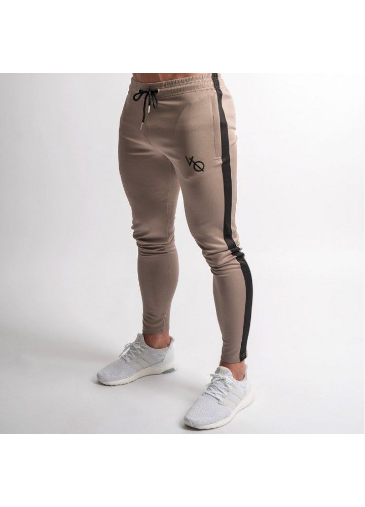 New spring and autumn muscle fitness men's side zipper pocket tights brothers sports running fitness leisure pants
