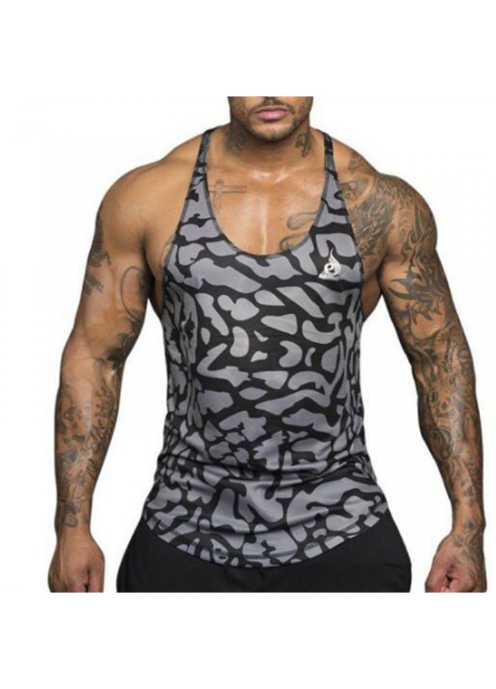 Cross border special for muscle fitness brothers men's striped breathable sweat absorbing basketball vest leisure sports running