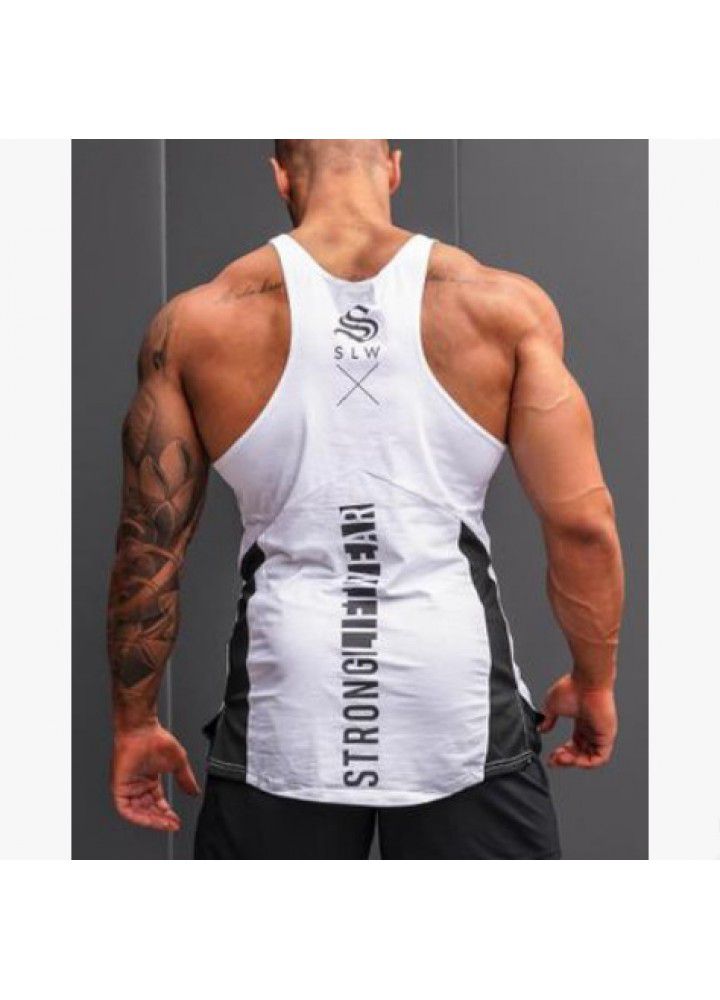 Muscle Europe and America brothers' new summer 2019 fitness vest men's training cotton sleeveless splicing vest